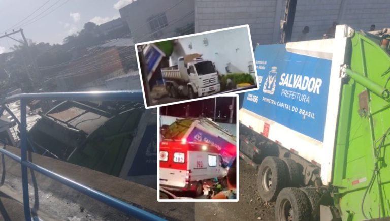CONDUTOR PASSOU MAL: Caminhão da Limpurb desce ladeira desgovernado em Pirajá e motorista não resiste