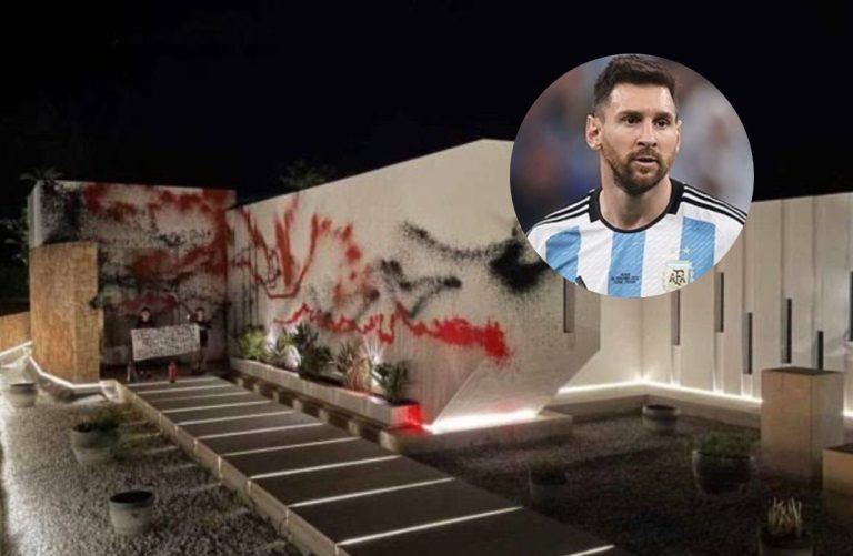 Lionel Messi tem mansão vandalizada e ativistas ambientais deixam recado: “Coma os ricos”