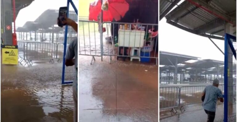 Após chuvas, terminal Águas Claras alaga novamente