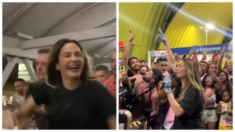 BAGUNCEIRA! Claudia Leitte surge ‘disfarçada’ e faz show na Estação Mussurunga; assista