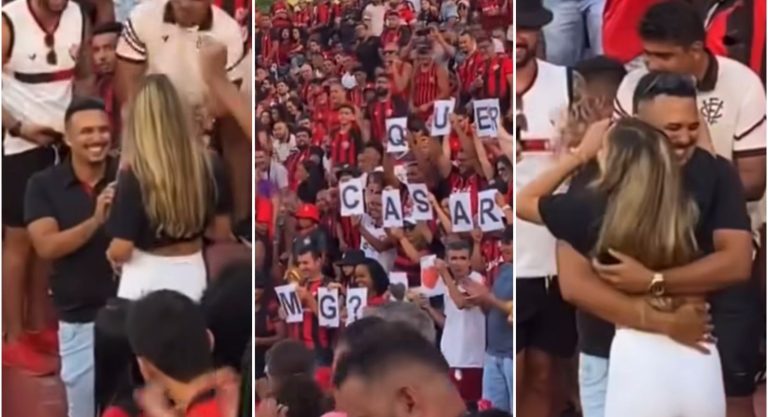 RUBRO-NEGRO APAIXONADO: Torcedor do Vitória pede namorada em casamento no Barradão
