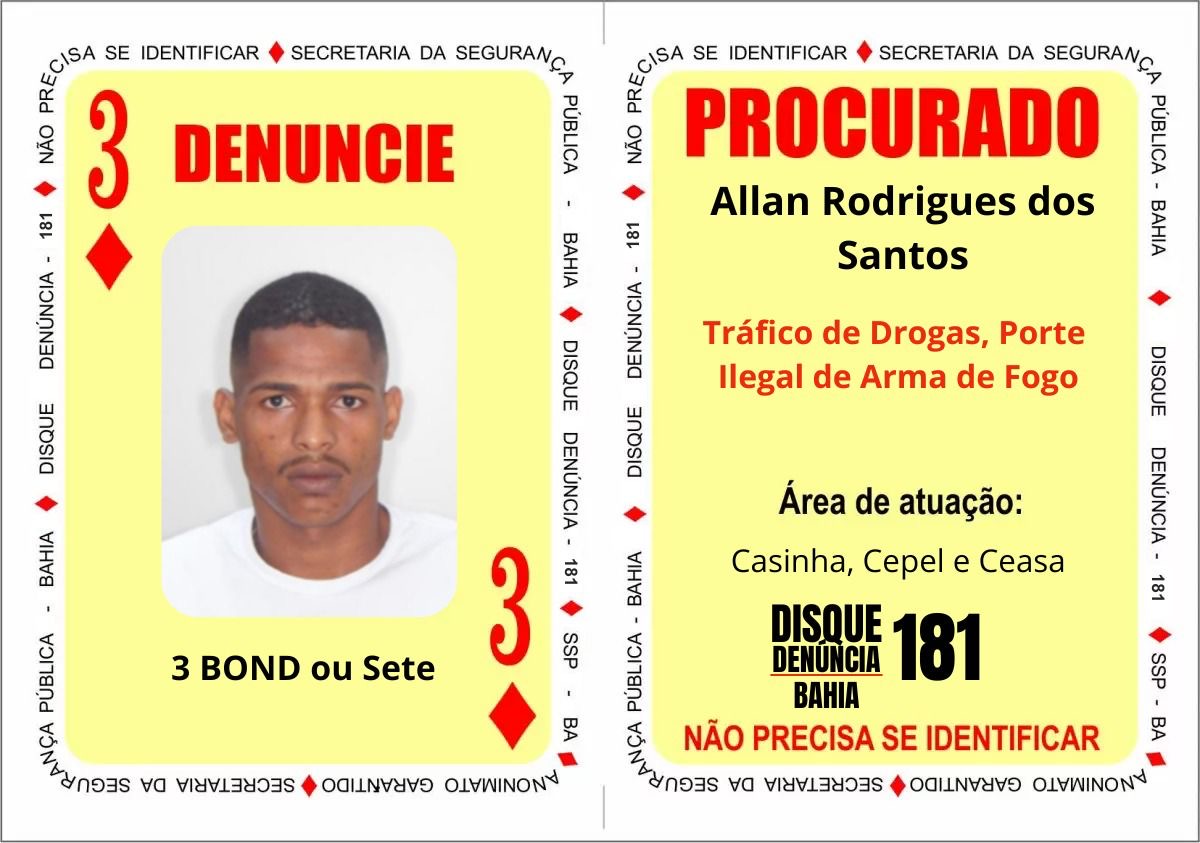 - ‘TORRES’ do BDM e mais três bandidos inseridos no Baralho do Crime