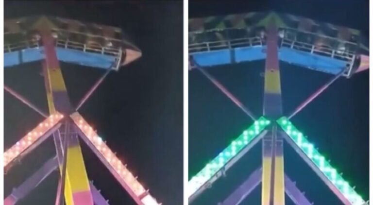 EUNÁPOLIS: Brinquedo ‘trava’ e deixa pessoas de cabeça para baixo; parque é interditado