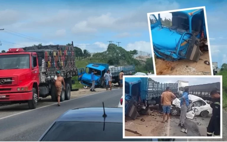 Colisão entre caminhão e carro deixa ao menos um morto na BR-101, em Alagoinhas