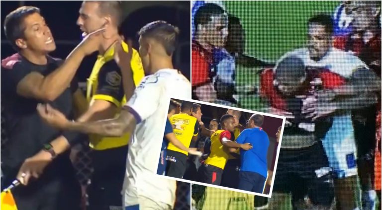 CONFUSÃO EM CAMPO: Briga generalizada marca final do Baianão entre Bahia e Vitória