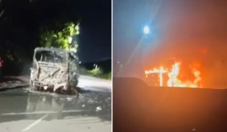 SALVADOR: Amarelinho pega fogo na Avenida Gal Costa e fica completamente destruído; motorista sai ileso