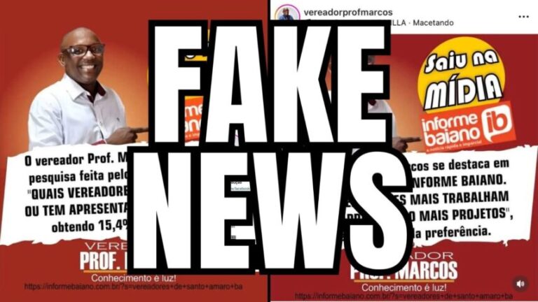 FAKE NEWS EM SANTO AMARO: Informe Baiano não fez pesquisa na cidade e repudia postagem de vereador