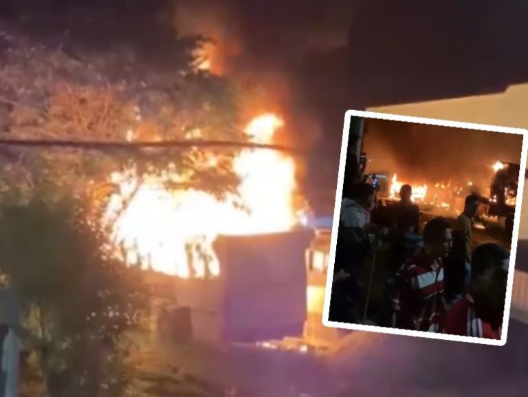 ARATACA: Incêndio atinge dois ônibus em pátio de prefeitura