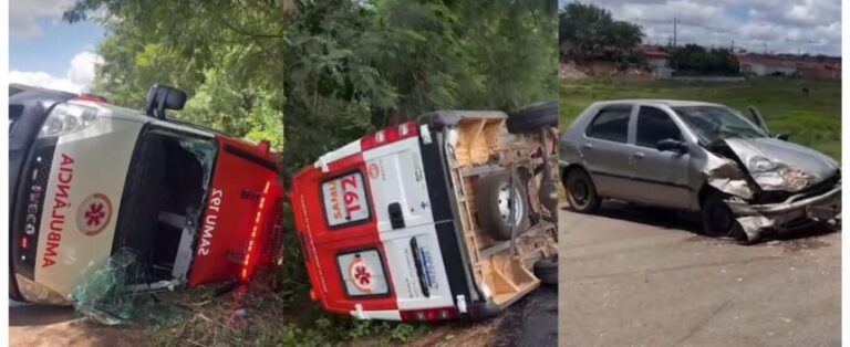 NA CONTRAMÃO: Ambulância capota após desviar de carro na BA