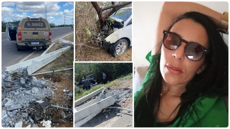 TENTOU DESVIAR: Mulher morre e 4 pessoas ficam feridas após carro colidir com poste de iluminação na Estrada do Feijão