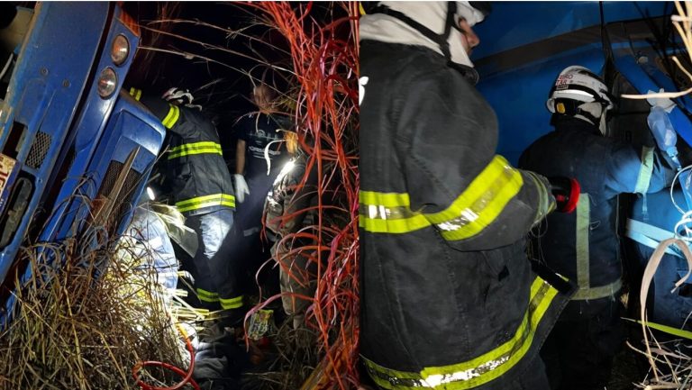 RESGATE: Homem fica preso em ferragens após acidente com carreta em Luís Eduardo Magalhães
