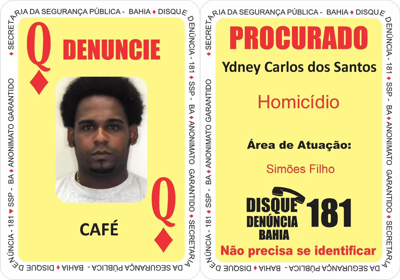 Ydney Carlos dos Santos de Jesus, conhecido como “Café”. Foto: divulgação SSP