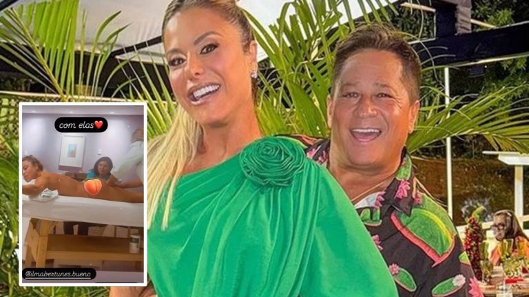 Esposa de Leonardo posta foto nua em sessão de massagem