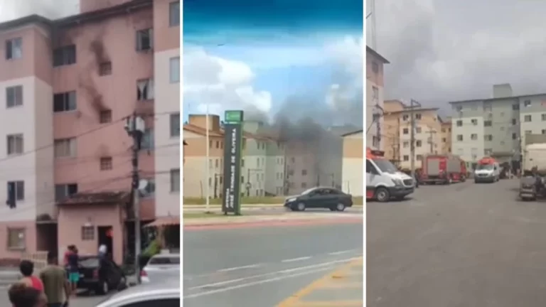 Curto-circuito provoca incêndio em prédio em Simões Filho