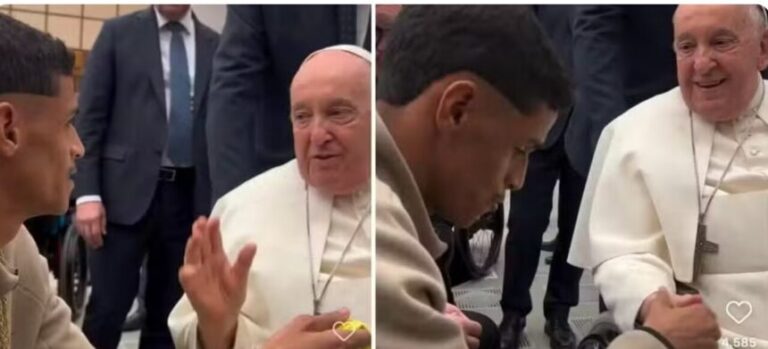 GRAÇAS A DEUS PAI: Luva de Pedreiro conhece Papa Francisco e pergunta ‘Messi ou Cristiano Ronaldo?’