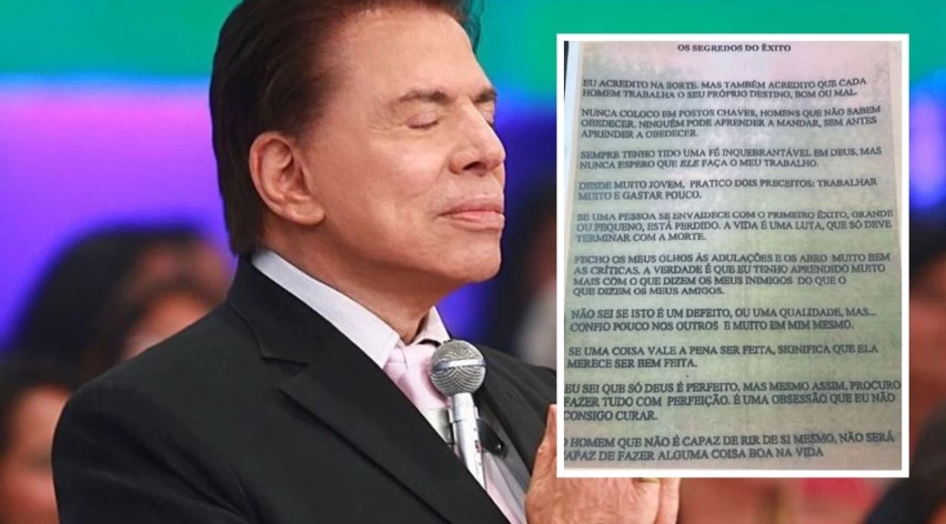 SEGREDOS DO ÊXITO: Carta inédita de Silvio Santos com ensinamentos é divulgada