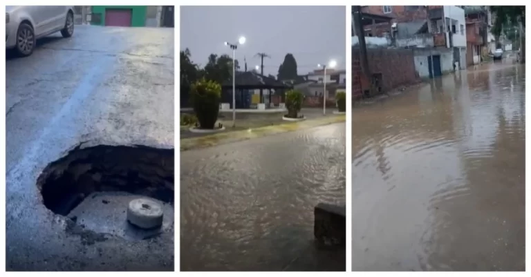 DIA DE TRANSTORNO! Chuva forte causa alagamentos, crateras e prejuízos em Salvador e RMS