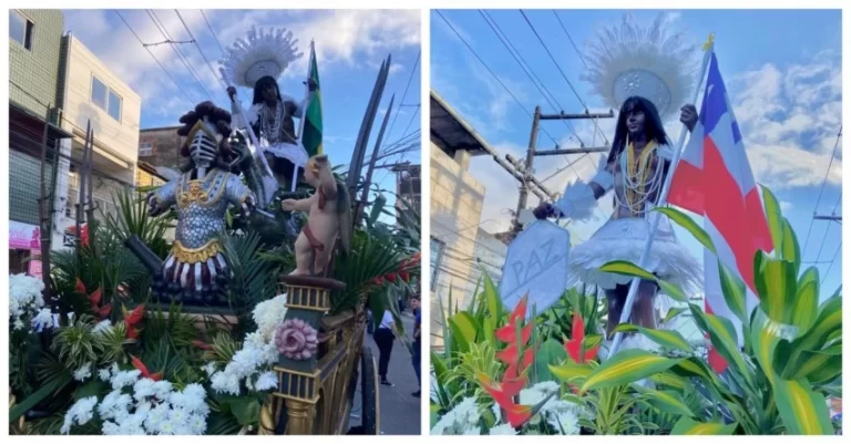 Cortejo do 2 de Julho celebra 202 anos da Independência da Bahia com pedido de paz e Caboclos de branco