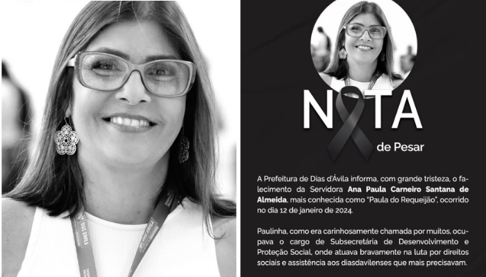 Morre “Paula do Requeijão”, Subsecretária de Desenvolvimento e Proteção Social de Dias d’Ávila