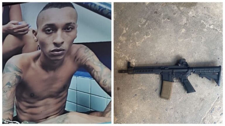 CAIU WE! Gerente do tráfico no Bate Coração morto e fuzil apreendido