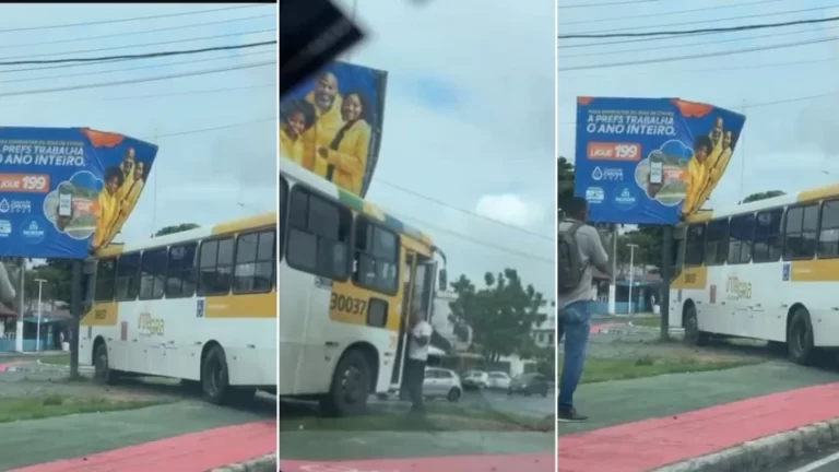 SUBURBANA: Ônibus perde o controle e colide com estrutura de outdoor em Periperi