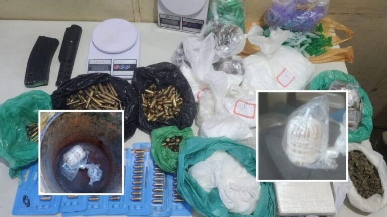 PM apreende granada, carregador, munições e drogas em Brotas