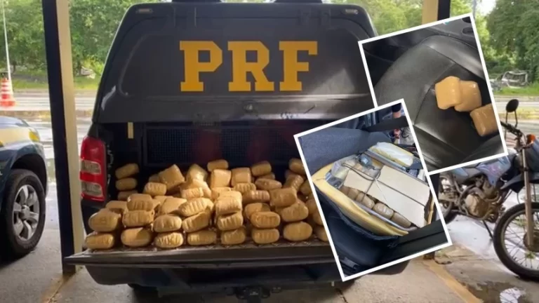 79 KG DE HAXIXE: PRF prende casal com carregamento de droga escondido em carro na BR-101