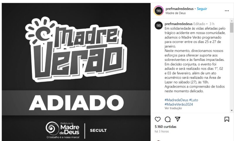 - ATÉ QUE ENFIM! Prefeito finalmente cancela “Madre Verão”