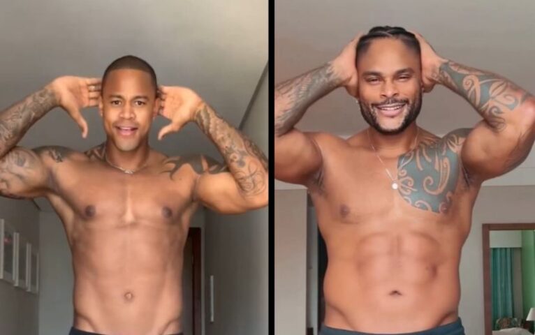 UM É BOM, DOIS É DEMAIS: Léo Santana e Tony Salles deixam fãs de “perna bamba” com vídeo sem camisa