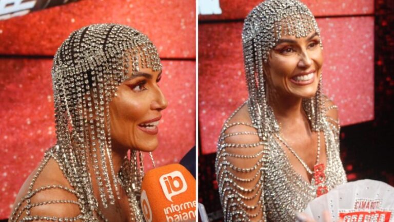 “É a hora que o brasileiro sorri”, diz Déborah Secco com look exuberante no Carnaval de Salvador; assista