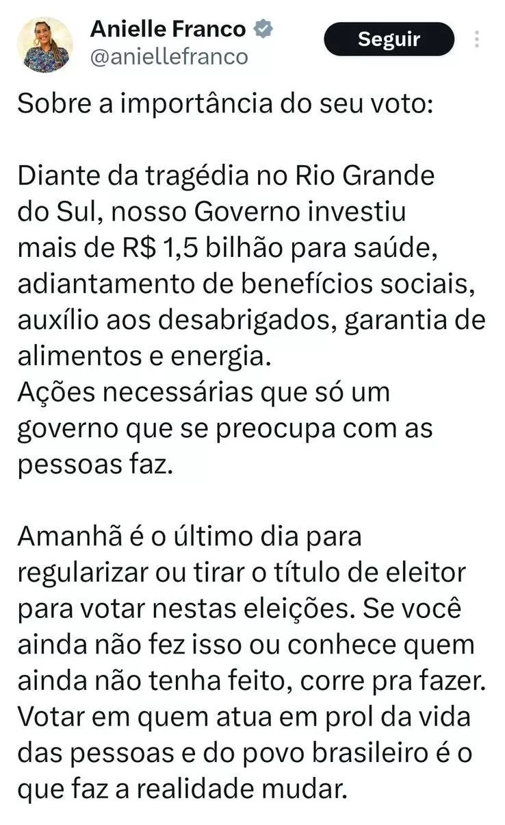 - SEM NOÇÃO: Ministra de Lula usa tragédia no RS para fazer propaganda eleitoral e apaga postagem