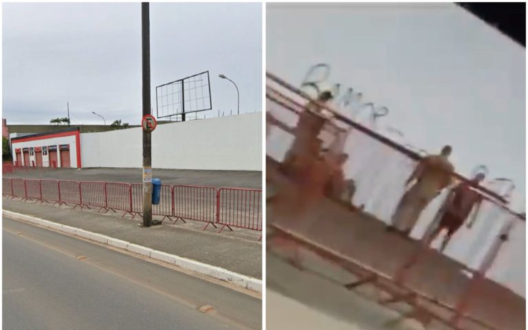 PEGOS NO FLAGRA! Homens tomam enquadro da PM após pichar o Barradão