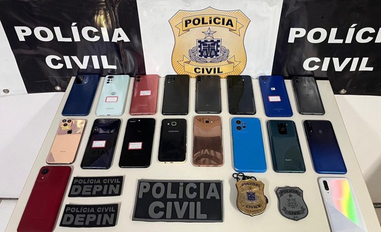 Em menos de 12 horas, Polícia Civil apreende 18 celulares e prende procurado por roubo e extorsão em Feira de Santana