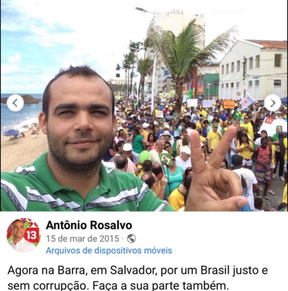 - ROSALVO BOLSOMINION: Candidato do PT em Lauro de Freitas defendeu “fora Dilma”