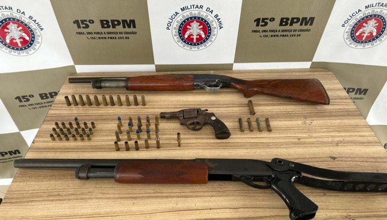 Três armas de fogo e munições são aprendidas pela PM em Itabuna