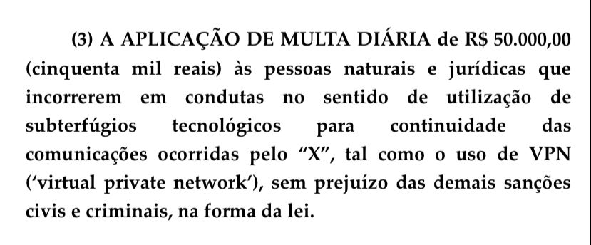 - Alexandre de Moraes determina multa de R$50 mil para qualquer pessoa que utilizar o X por VPN