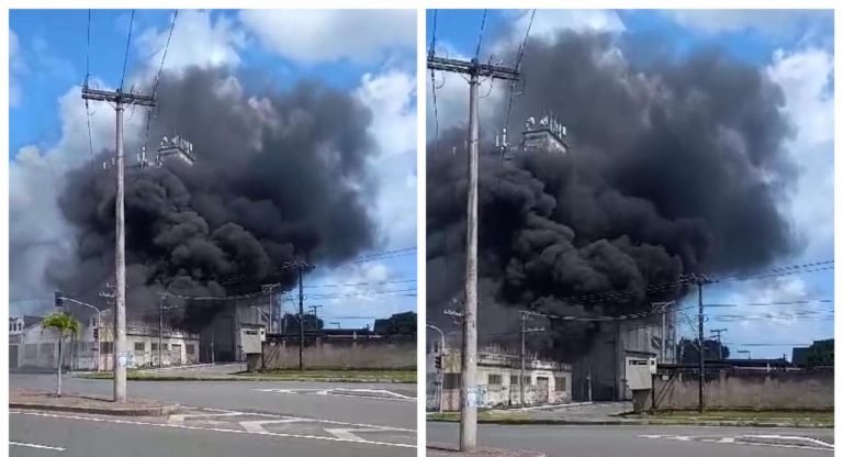 URGENTE: Galpão pega fogo no bairro do Comércio