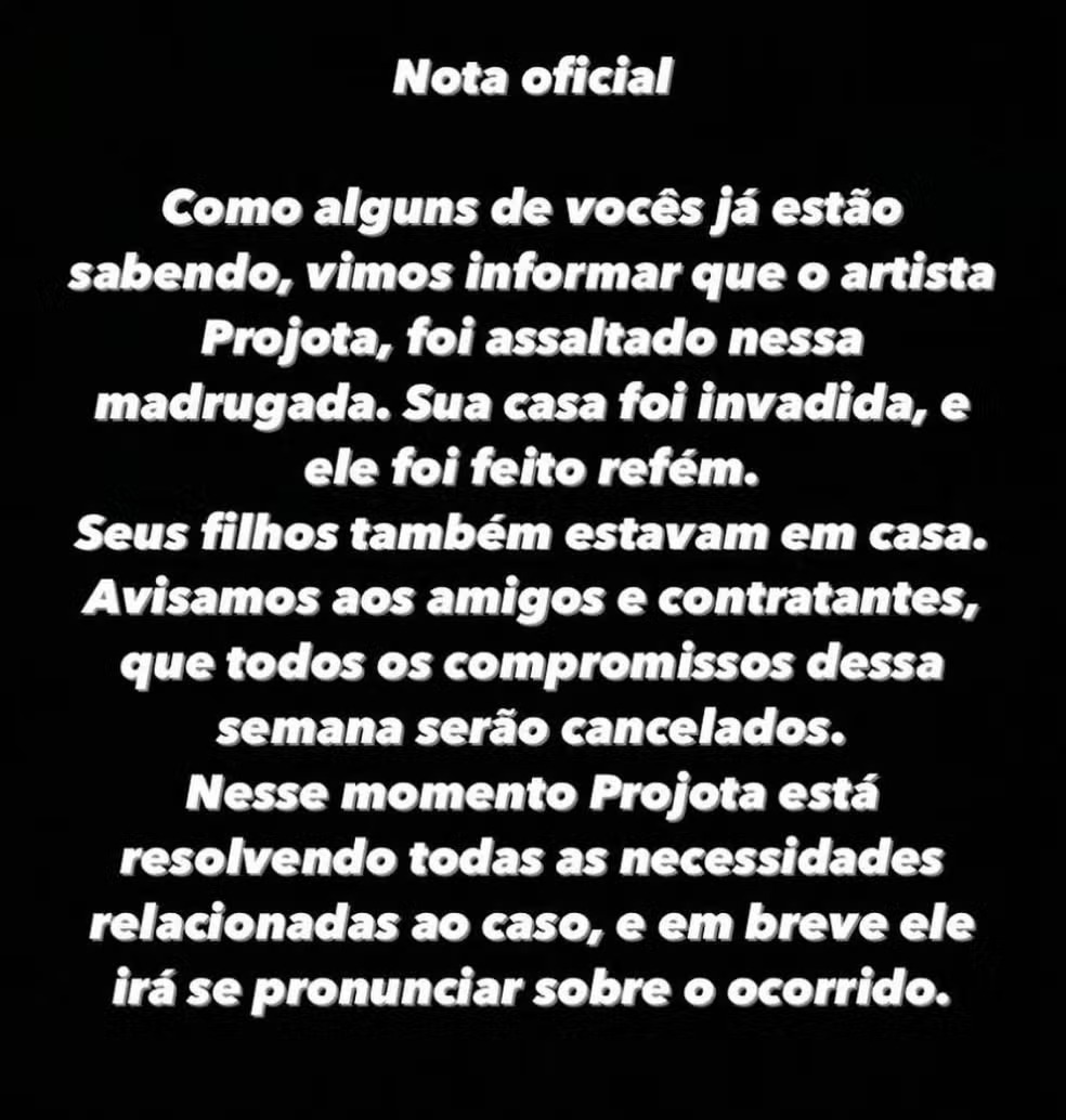 SUSTO! Projota sofre assalto em casa, é ameaçado com arma na boca e tem carro roubado 1 - SUSTO! Projota sofre assalto em casa, é ameaçado com arma na boca e tem carro roubado