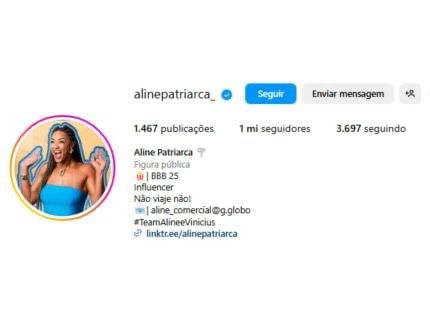 Aline Patriarca atinge a marca de 1 milhão de seguidores no Instagram 1 - Aline Patriarca atinge a marca de 1 milhão de seguidores no Instagram