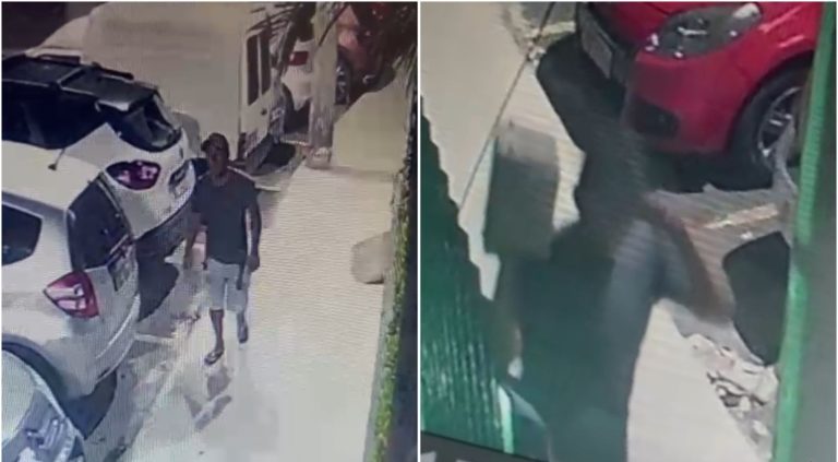 NO FLAGRA: Câmera de segurança registra furto de bateria de caminhão no Paralela Park