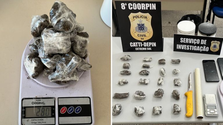 DROGAS APREENDIDAS: Polícia encontrou 23 porções de maconha em apartamento de Teixeira de Freitas