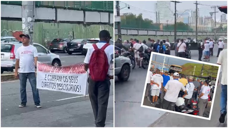 “A GENTE SÓ QUER O QUE É NOSSO”: Rodoviários travam a Avenida Paralela em protesto por direitos rescisórios