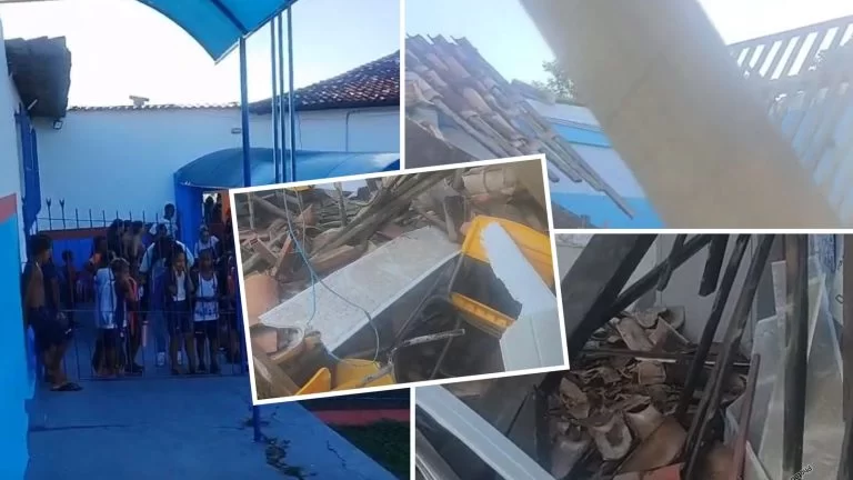 Ilha de Itaparica: Teto de escola desaba durante aula e crianças ficam feridas