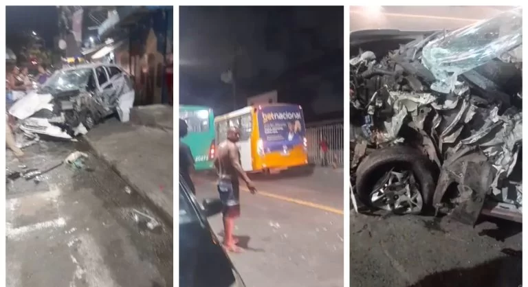 FICOU DESTRUÍDO: Carro colide com ônibus “amarelinho” em São Marcos