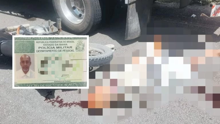 Policial militar morre em acidente envolvendo moto e caminhão na BA-120