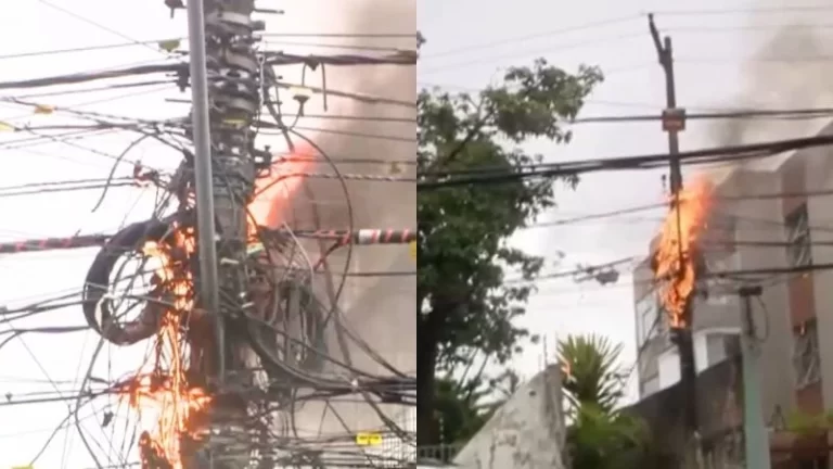 ACUPE DE BROTAS: Fiação de poste pega fogo e deixa moradores sem energia