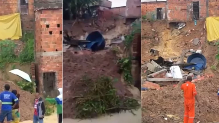 CHUVA NA RMS: Deslizamento de terra assusta moradores e interdita casas em Candeias
