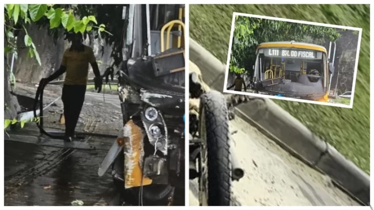 Motociclista fica ferido após colidir com micro-ônibus na ligação Lobato-Pirajá