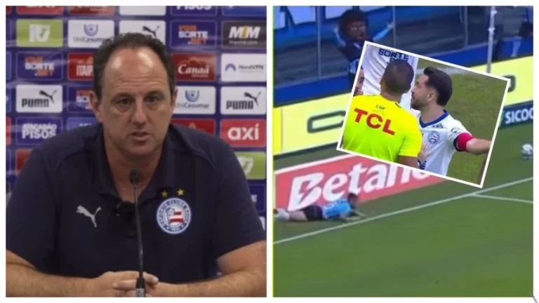 “NÃO É ERRO”: Rogério Ceni sugere má-fé da arbitragem após pênalti inventado para o Grêmio