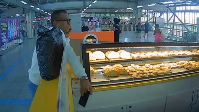 MÃO LEVE: Homem furta celular em quiosque de lanchonete na Estação de Metrô da Rodoviária; veja